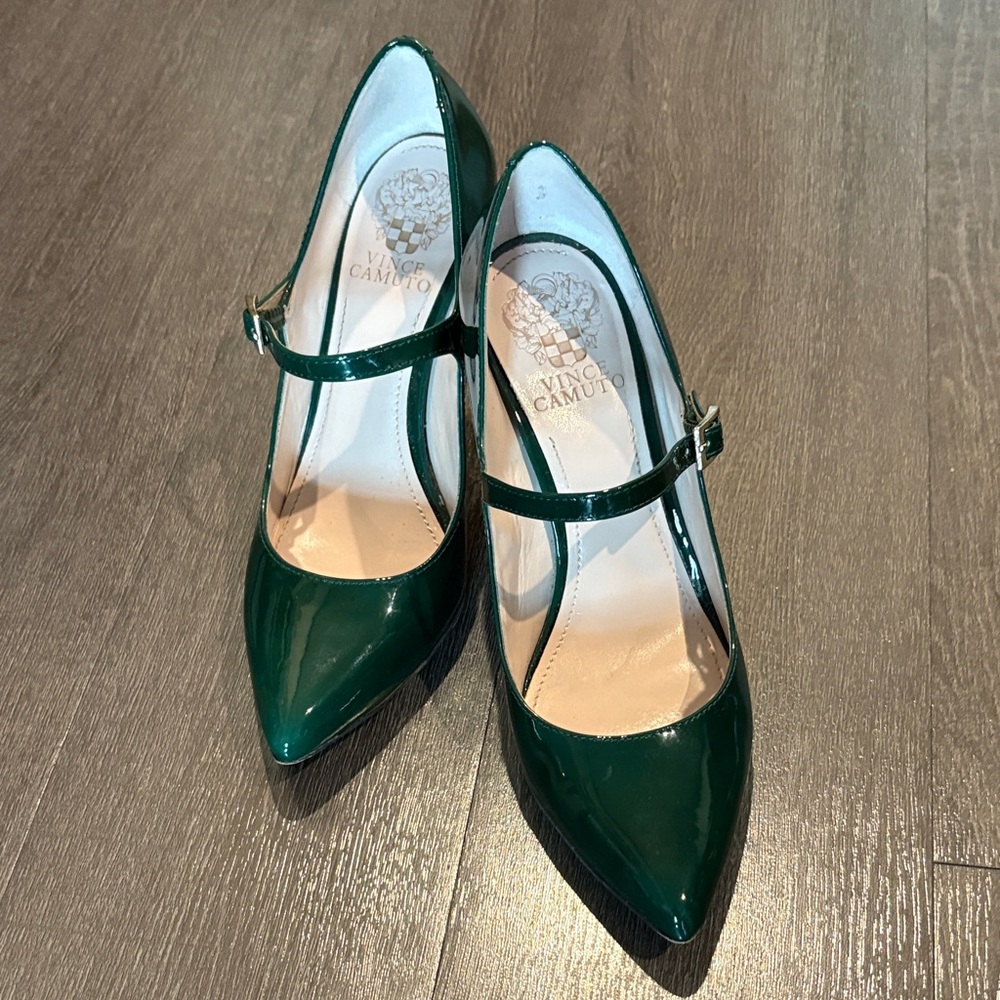 Vince Camuto Dark Green Patent Mary Jane Heels